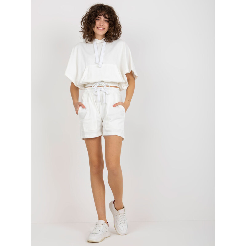 BASIC Smotanový dámsky krátky komplet kraťasov a mikiny EM-KMPL-744 39242657