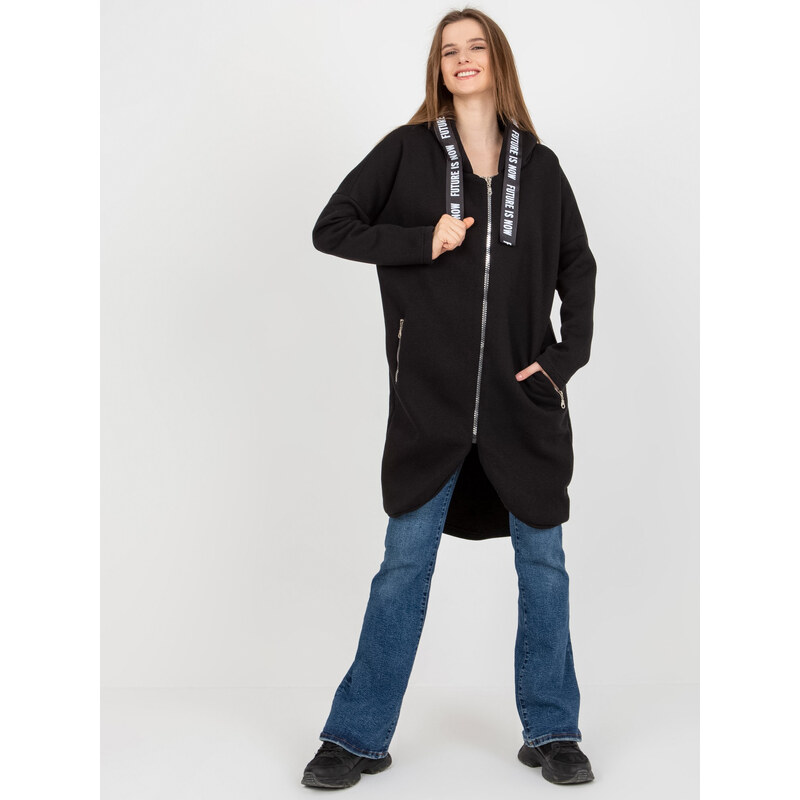 RELEVANCE Čierna dlhá mikina na zips RV-BL-6683.00P-black 57951398