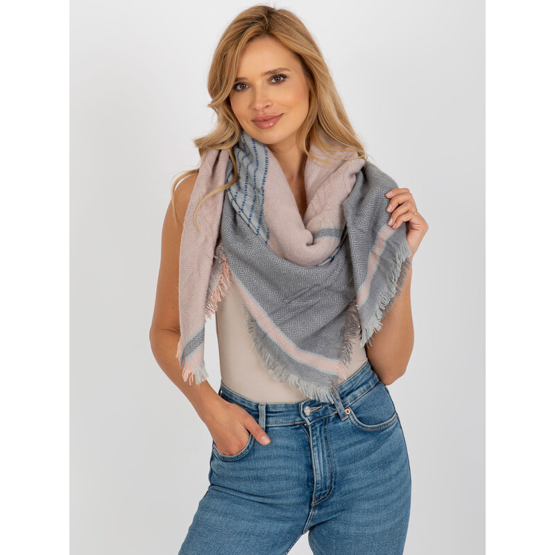 BASIC Sivo-ružový dámsky šál AAT-CH-14201-1.77P-grey-pink 43406185