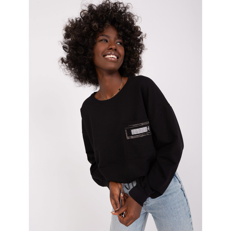 RELEVANCE Čierna crop mikina na zaväzovanie RV-BZ-8156.85-black 57952583