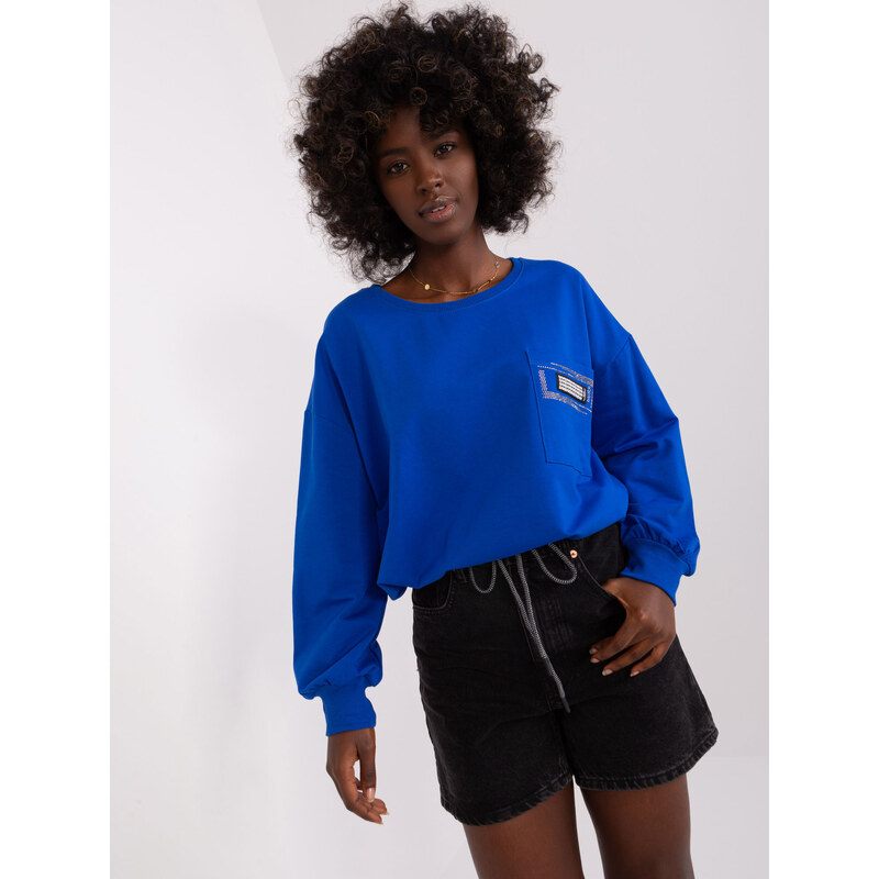 RELEVANCE Modrá crop mikina na zaväzovanie RV-BZ-8156.85-cobalt 57952593