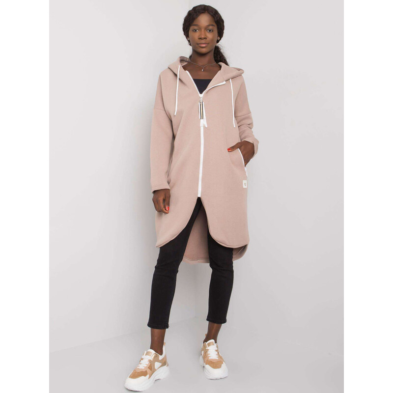 RELEVANCE Tmavobéžová dlhá mikina na zips RV-BL-4742.20P-dark beige 57952622