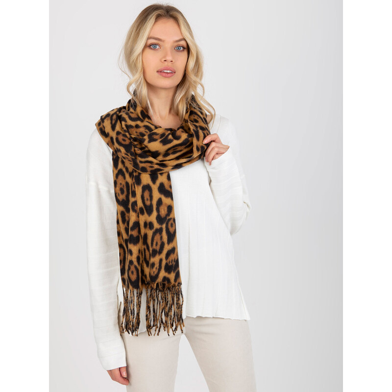 BASIC Svetlohnedý šál s leoparďou potlačou AT-SZ-1-892.39P-camel 38139257