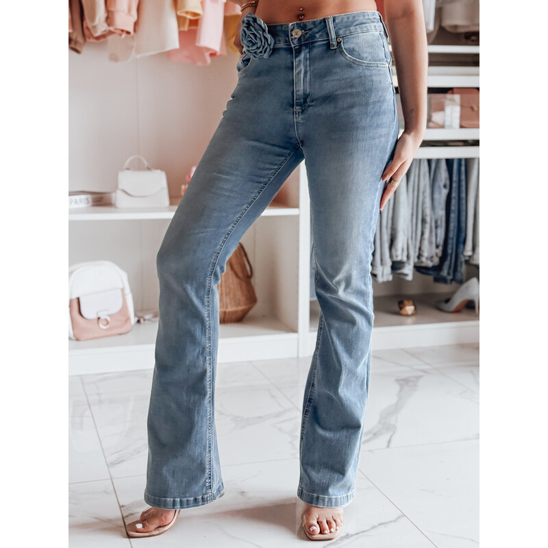 BASIC Modré dámske džínsy do zvonu s kvetinou FLOWERSSE UY2677 63233036