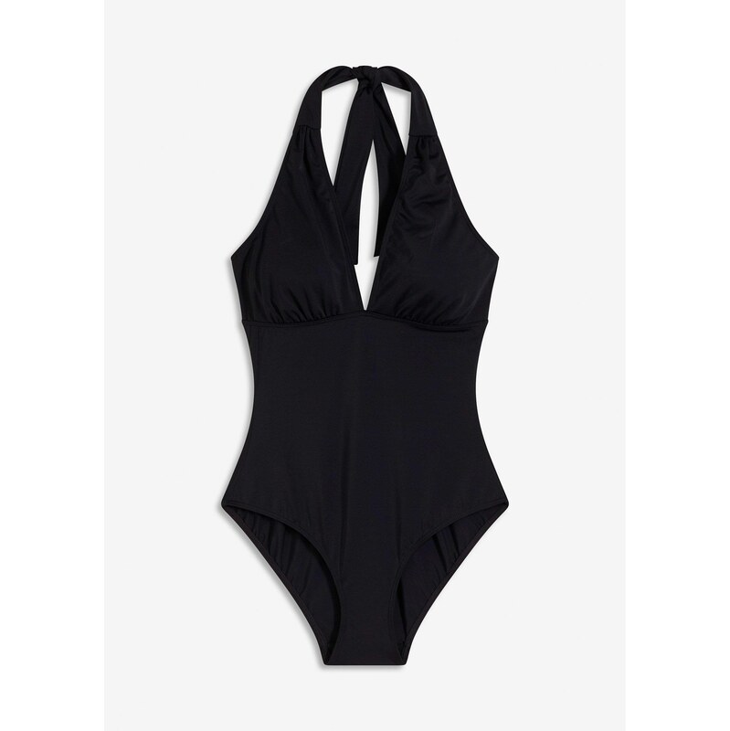 bonprix Plavky Neckholder s hlbokým výstrihom do V, farba čierna 63234359