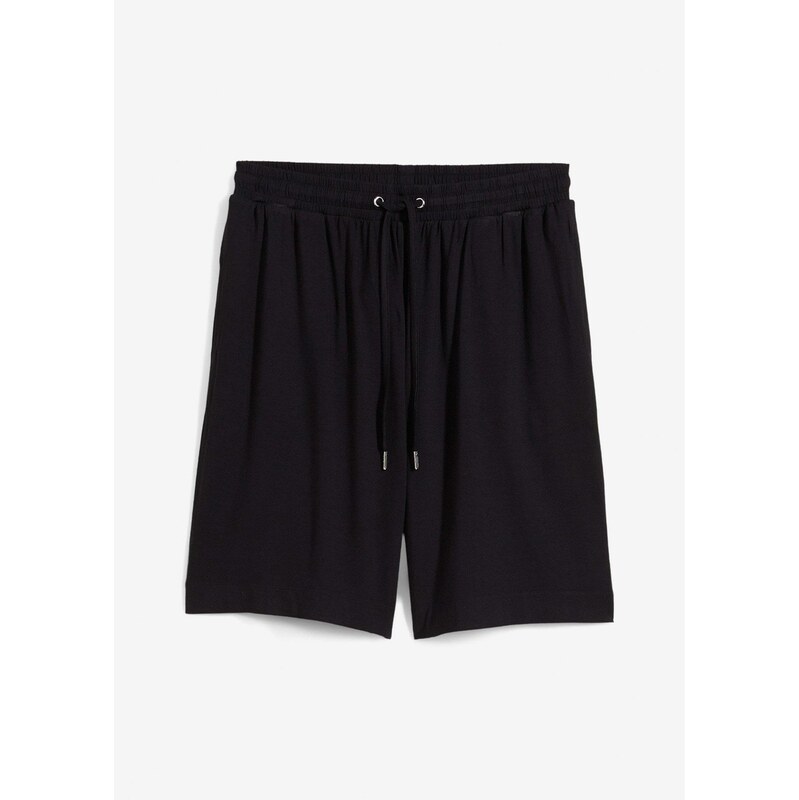 bonprix Džersejové bermudy z padavej viskózy, farba čierna 63234564