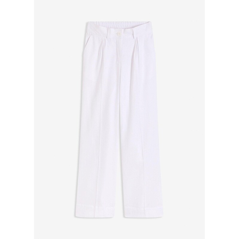 bonprix Nohavice Palazzo zo vzdušného pláteného mixu, farba biela 63234642