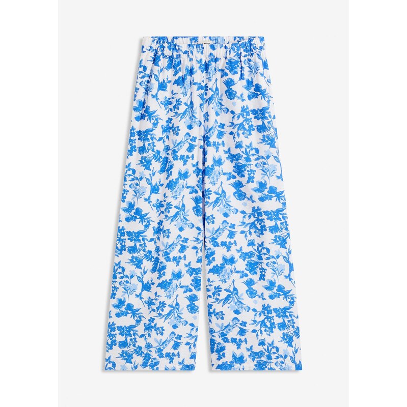 bonprix Nohavice Culotte z padavého viskózového mixu, farba biela 63234687