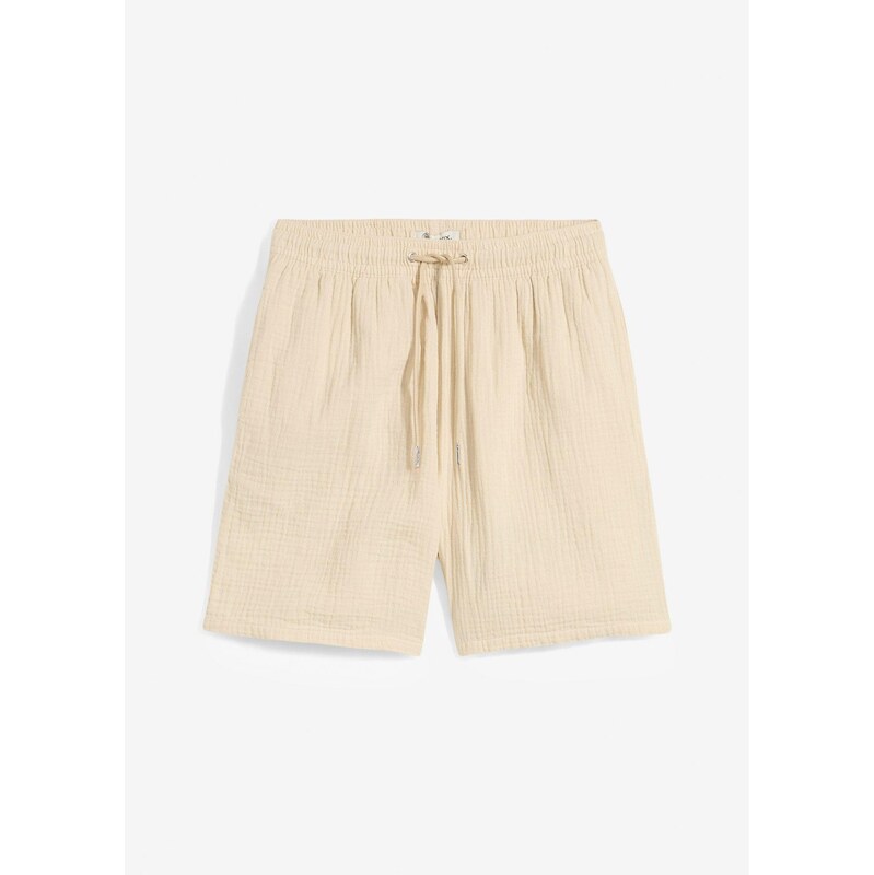 bonprix Mušelínové šortky z čistej bavlny, farba béžová 63234819