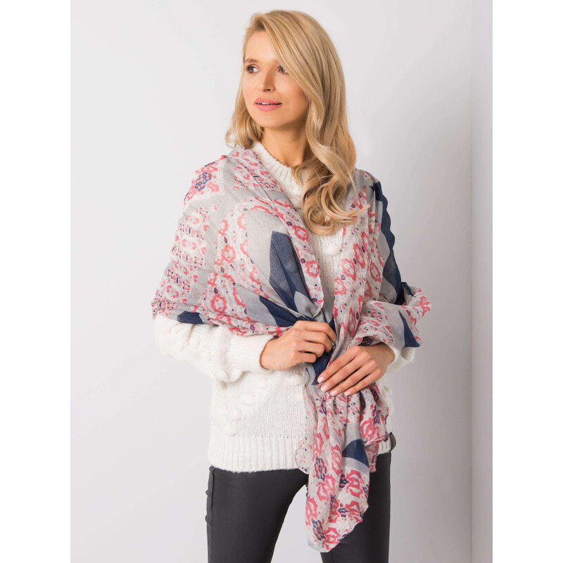 BASIC Sivá šatka s farebnými vzormi -AT-CH-F106011-1-grey 20469273