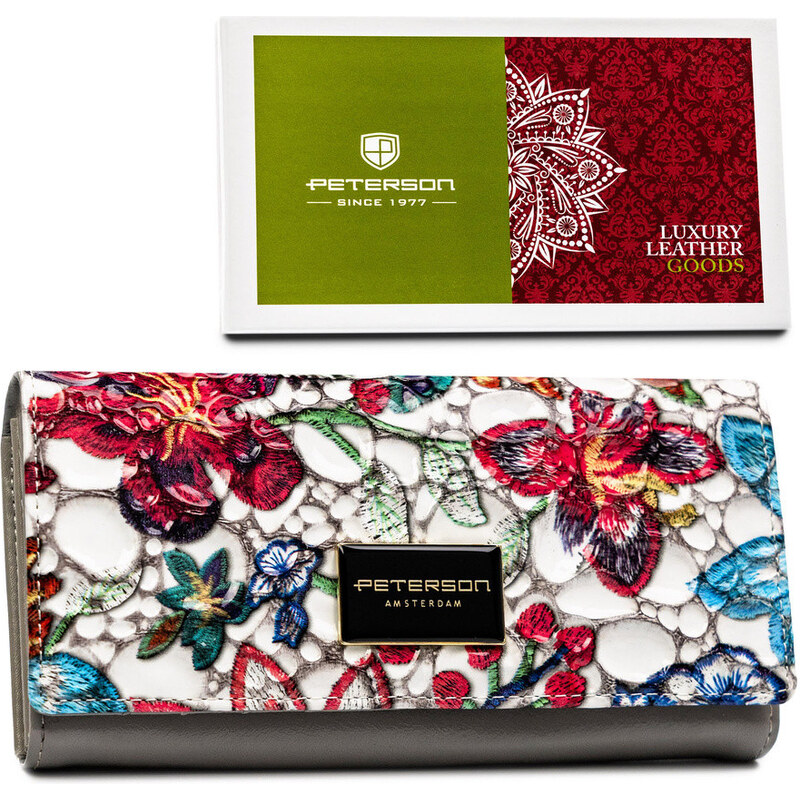 Peterson Viacfarebná, dámska peňaženka z pravej kože s kvetinovým 63251560