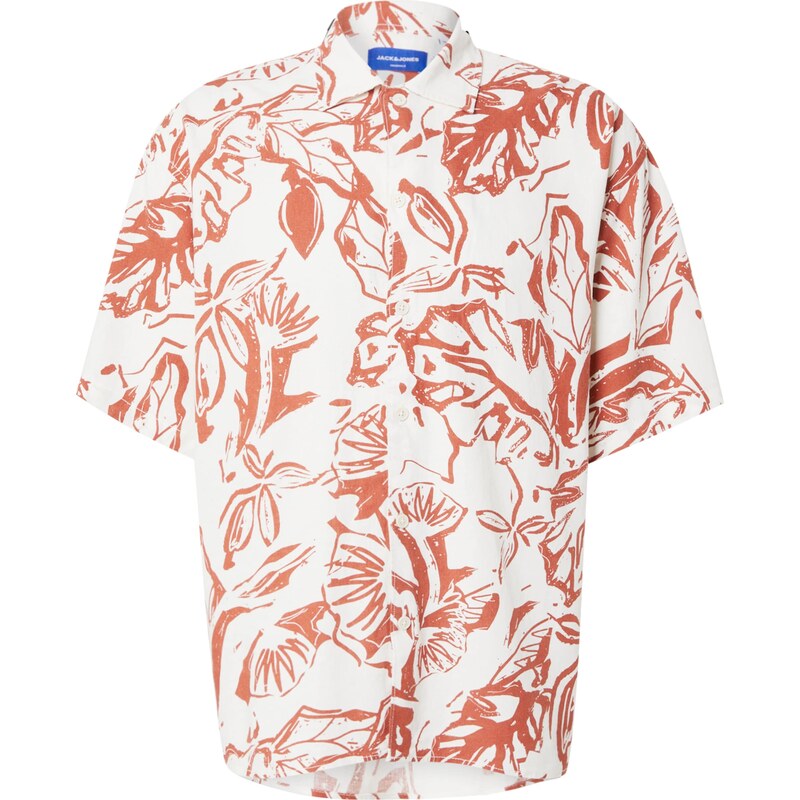 JACK & JONES Košeľa JORPAROS hrdzavohnedá / biela 63254844