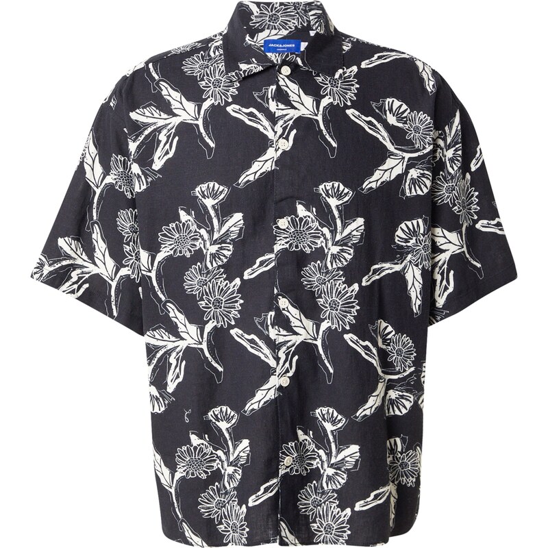 JACK & JONES Košeľa JORPAROS čierna / biela 63255004