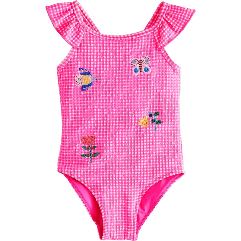 Next Jednodielne plavky kobaltovomodrá / neónovo oranžová / ružová 63253692