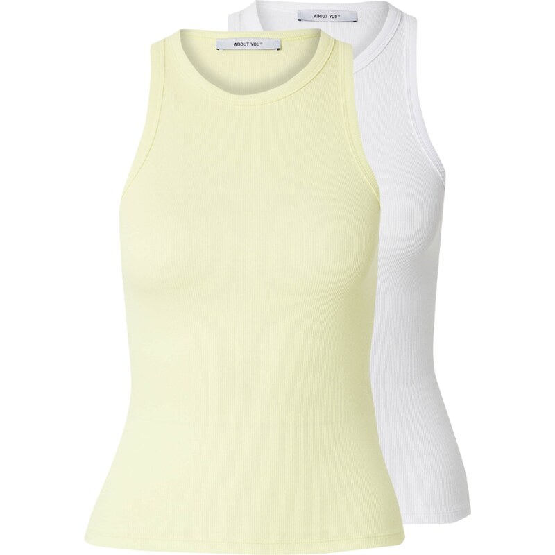 ABOUT YOU Top Anian svetložltá / biela 63255140
