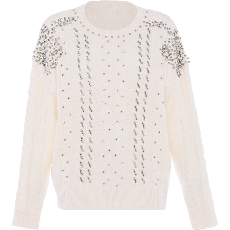 faina Sveter strieborná / biela ako vlna 63266302