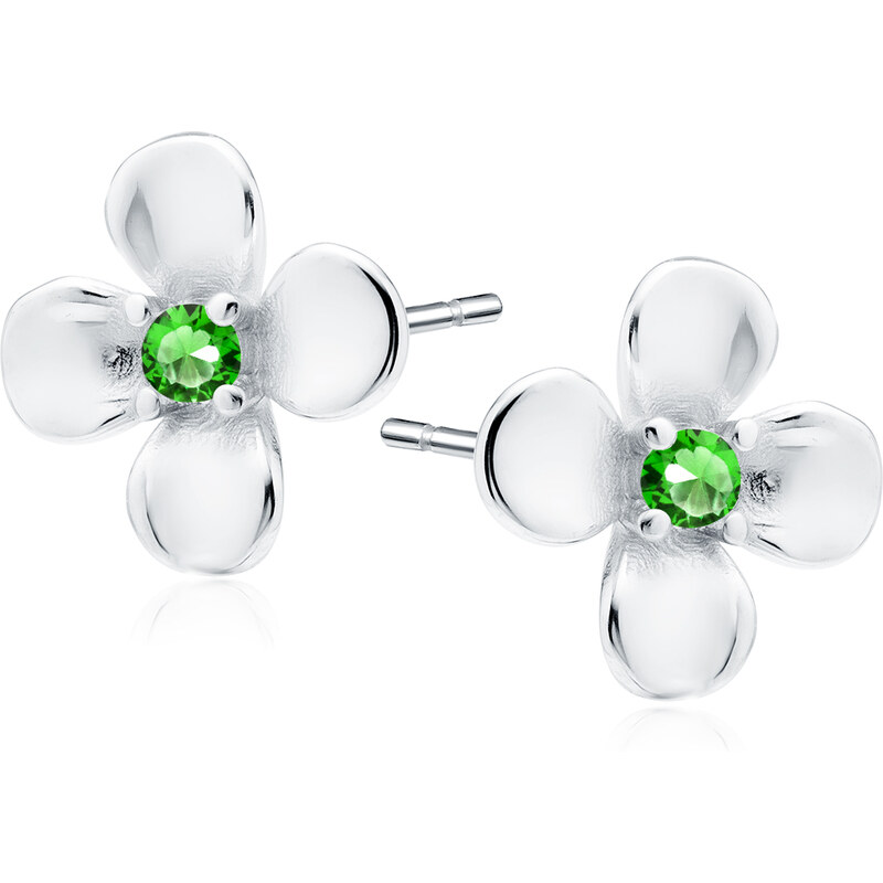 Olivie Stříbrné náušnice KVÍTEK GREEN 9508 65048837