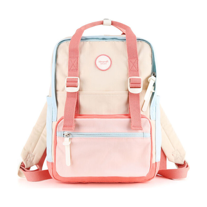 BASIC Himawari Béžovo-modro-ružový dámsky mestský batoh so zapínaním 63261312