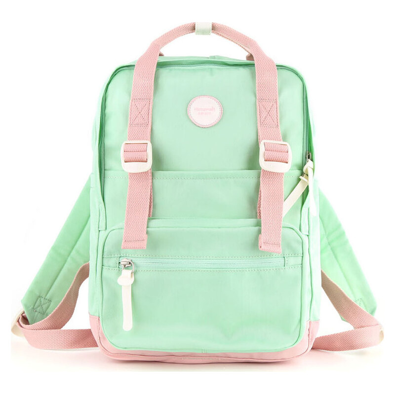 BASIC Himawari Zeleno-ružový dámsky mestský batoh so zapínaním na zips 63261313