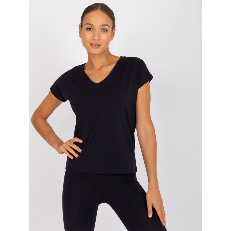 BASIC FEEL GOOD Tmavomodré basic tričko Arlette s V výstrihom AP-TS-A 31381915