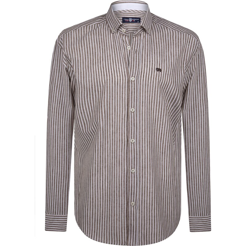 Jimmy Sanders Košeľa hnedá / biela 65877386