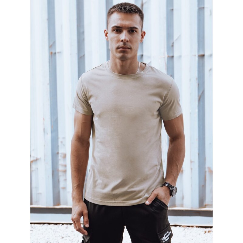 Dstreet Štýlové pánske tričko s krátkym rukávom béžové 63264855