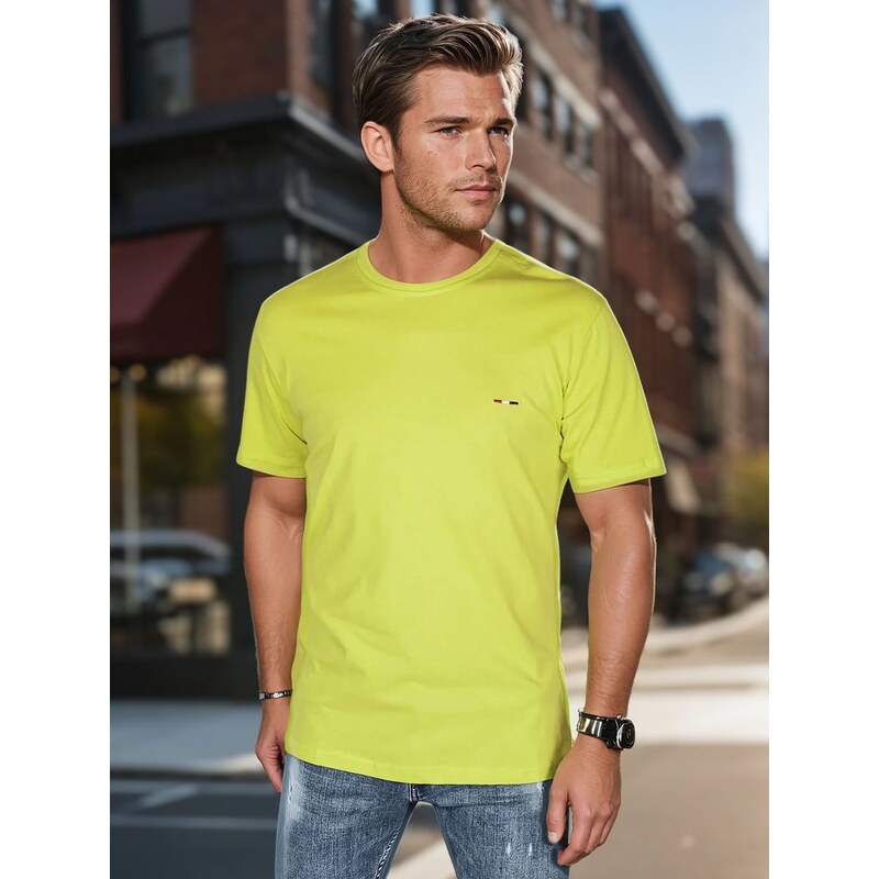 Dstreet Výrazné žlté tričko s náprsnou nášivkou 63264860