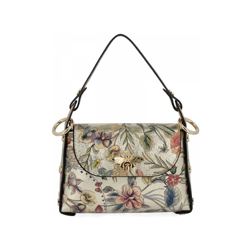 Vittoria Gotti Módna Kožená Talianska Kabelka Cez Rameno 845-B Zlatá 63265212