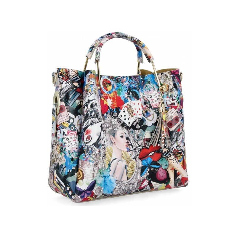 Vittoria Gotti Talianska Kožená Kabelka Módny Kufrík 5702-1 Multicolor 63265213