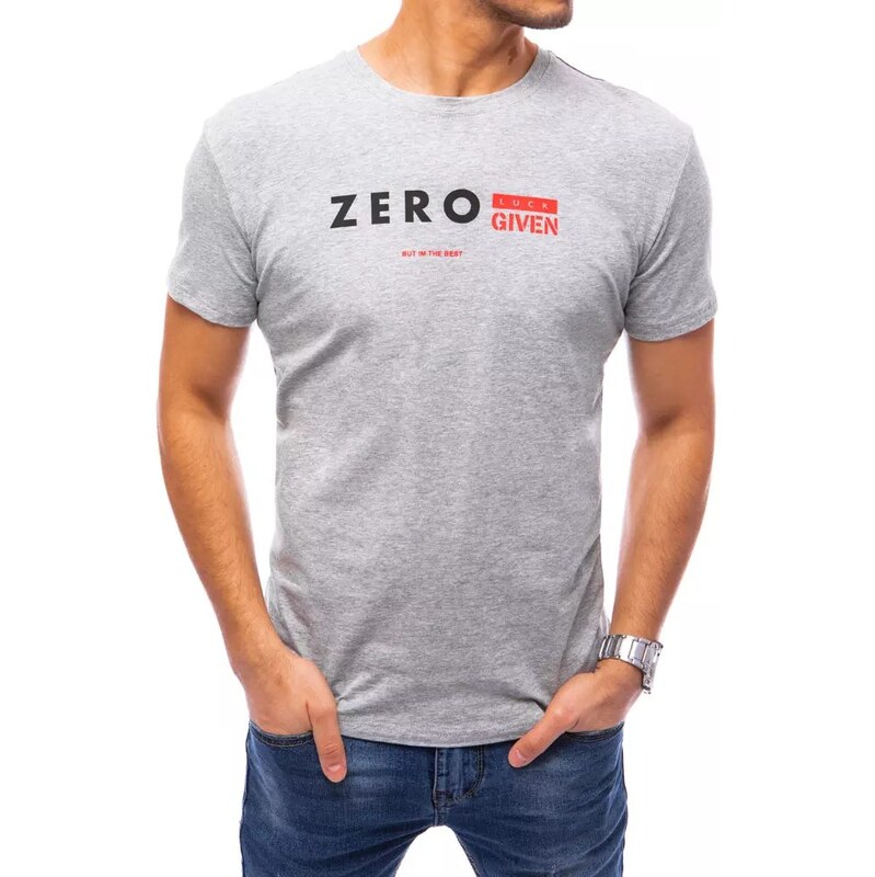 Dstreet Sivé pánske tričko s nápisom ZERO 63265687
