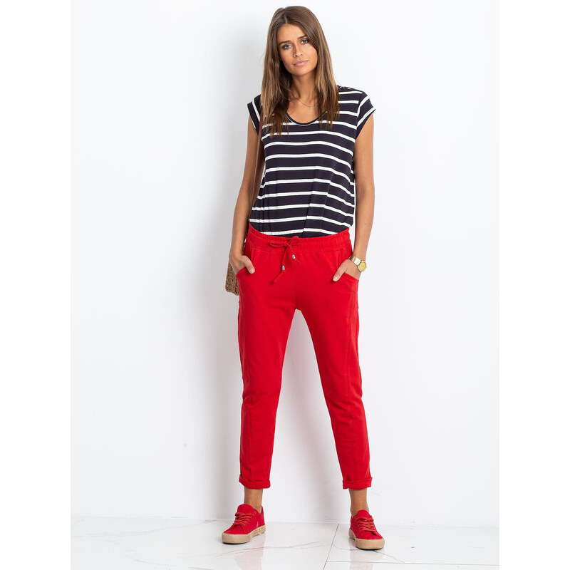 BASIC Dámske červené tepláky -RV-DR-3589.08X-red 19307199