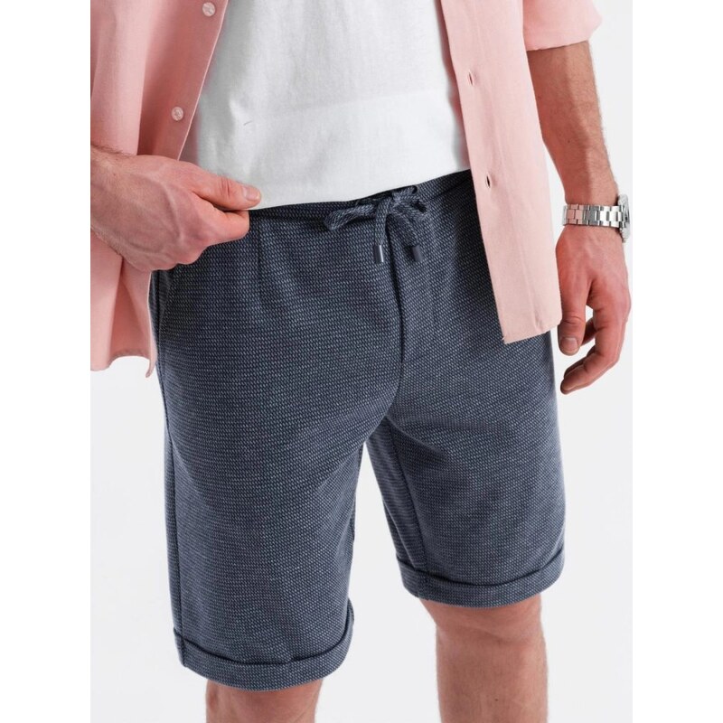 Ombre Clothing Štýlové tmavomodré kraťasy štruktúrované V1 SRCS-0177 63774176