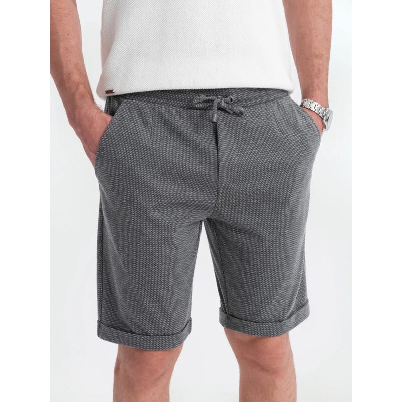 Ombre Clothing Štýlové grafitové kraťasy štruktúrované V3 SRCS-0177 63774177