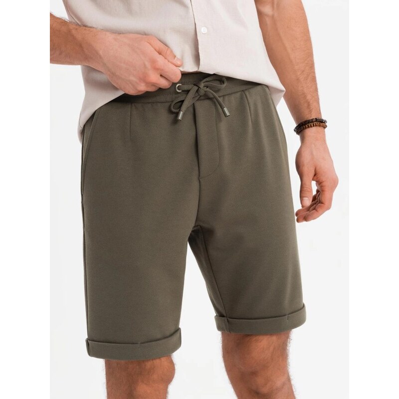 Ombre Clothing Olivové chinos kraťasy V5 SRCS-0170 63774180