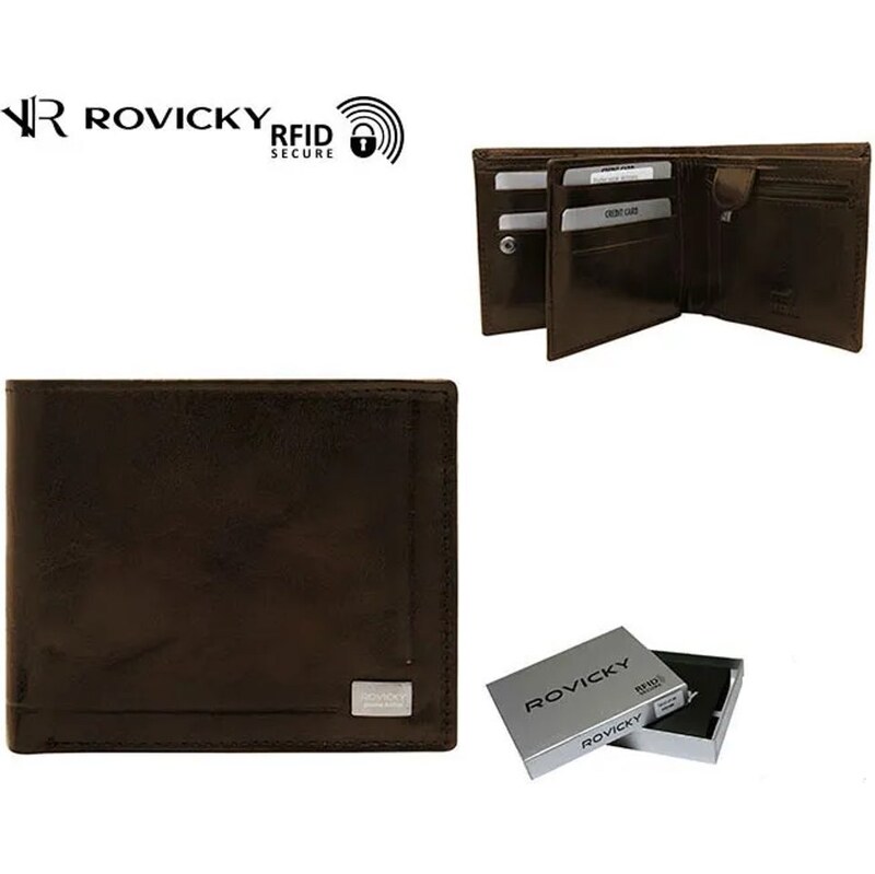 Kožená hnedá pánska peňaženka Rovicky 63299890