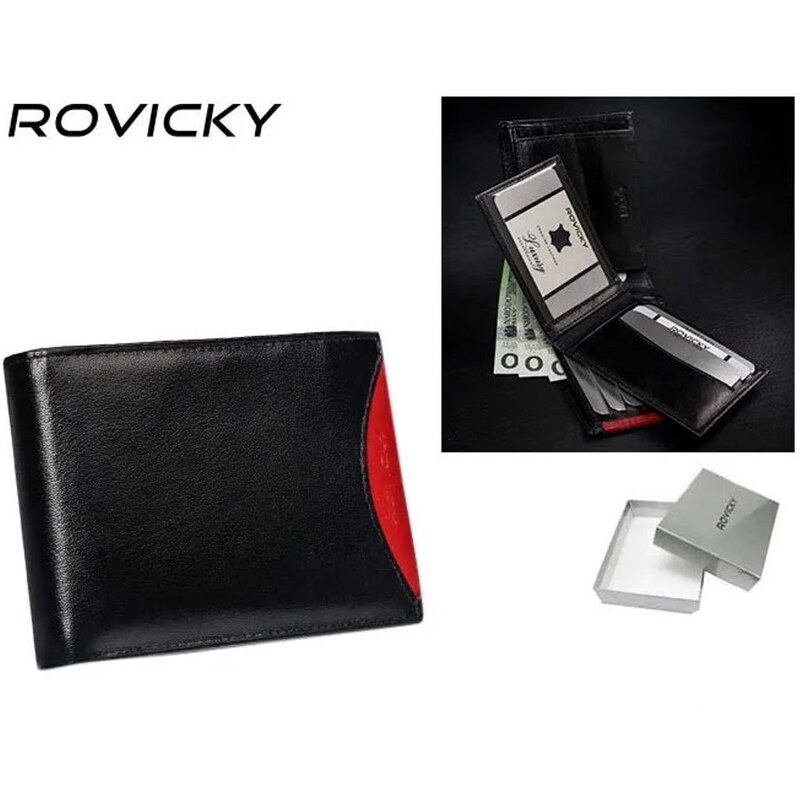 Kožená pánska peňaženka Rovicky v čiernej farbe 63282596