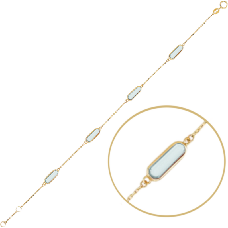 OLIVIE MINET Elegantní zlatý náramek se světle modrými zirkony Au 585 65013931