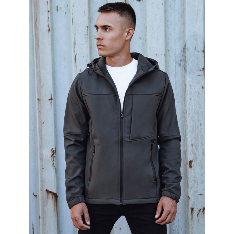 Dstreet Softshellová pánska bunda na prechodné obdobie šedá 63272176