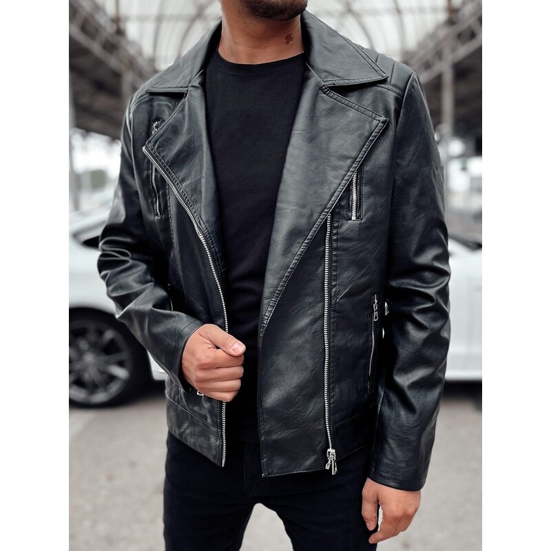Dstreet Trendy koženková pánska bunda čierna 63272184