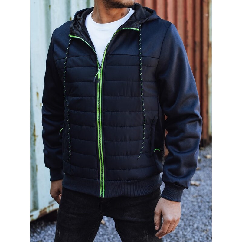 Dstreet Prešívaná pánska prechodná bunda s výrazným zipsom modrá 63272195