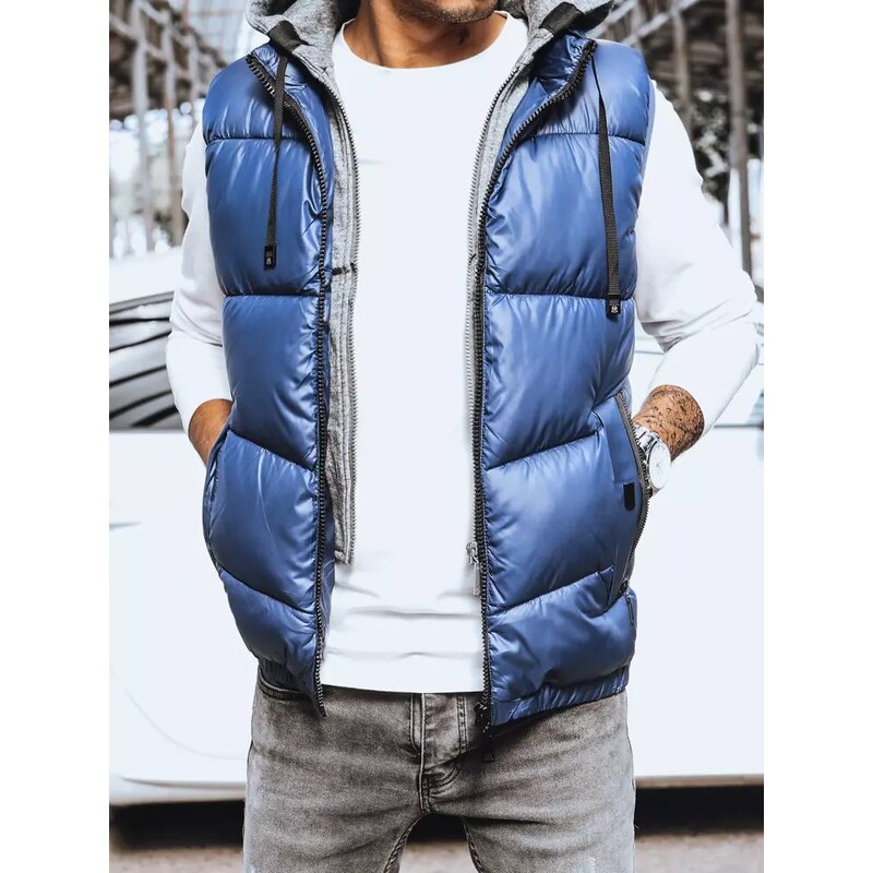 Dstreet Teplá prešívaná vesta modrej farby 63282586