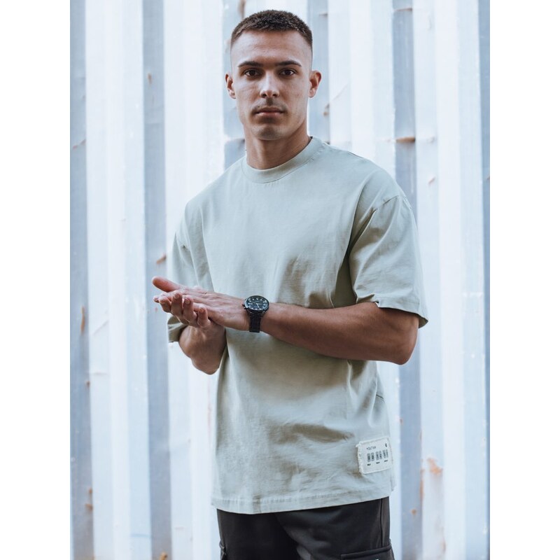 Dstreet Bavlnené pánske tričko s krátkym rukávom olivové 63287265