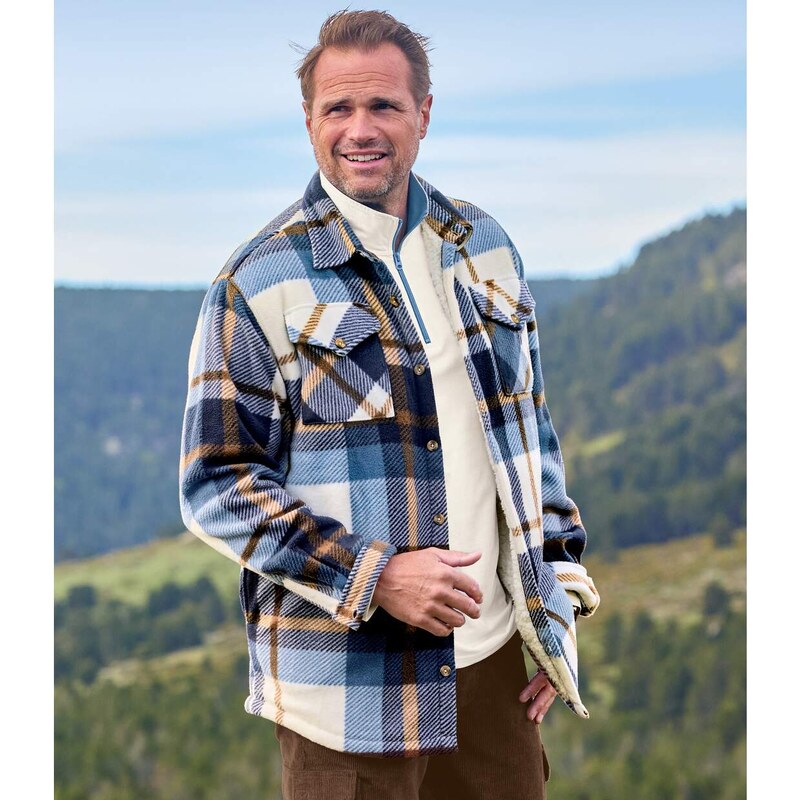 Vrchná flísová košeľa podšitá imitáciou ovčieho rúna Atlas For Men 61696961