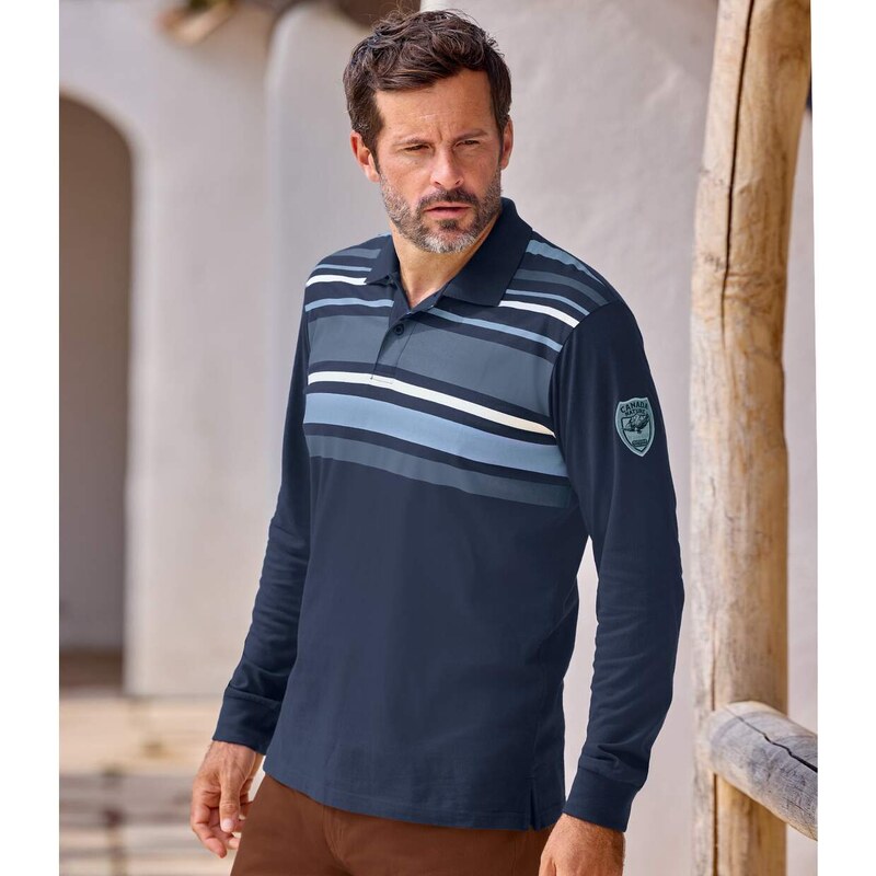 Prúžkovaná polokošeľa Rugby Sport Canada League Atlas For Men Modrá 61941290