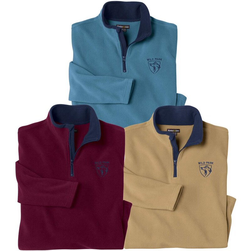 Sada 3 mikroflísových mikín Atlas For Men Fialová 61681939