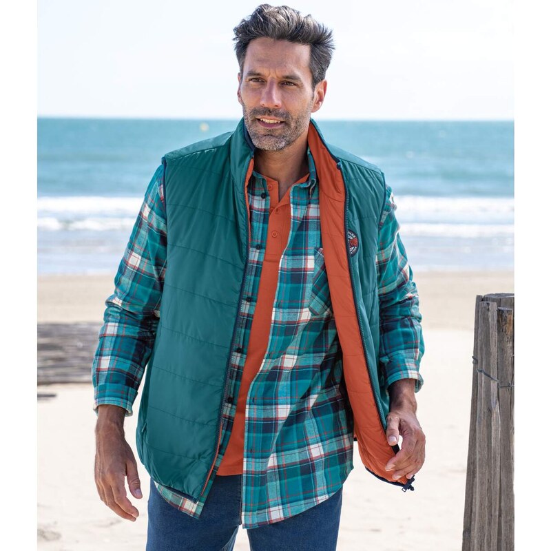 Obojstranná prešívaná vesta Atlas For Men Modrá 61681911