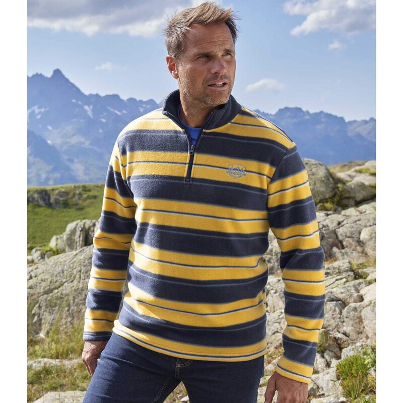 Prúžkovaná mikroflísová mikina Skalisté hory Atlas For Men Pruhovaná 49154998