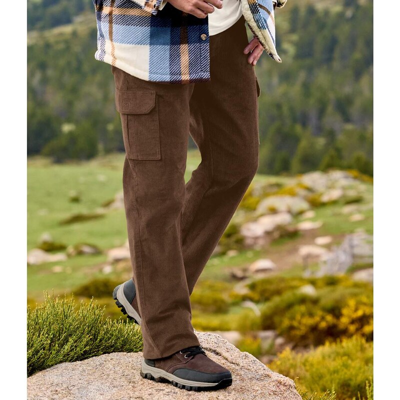 Kapsáčové menčestrové nohavice Atlas For Men Hnedá 61681775