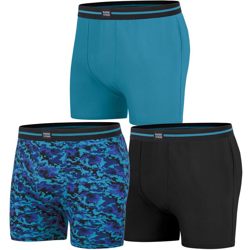 Sada 3 pružných bavlnených boxeriek Atlas For Men So vzorom 62343933