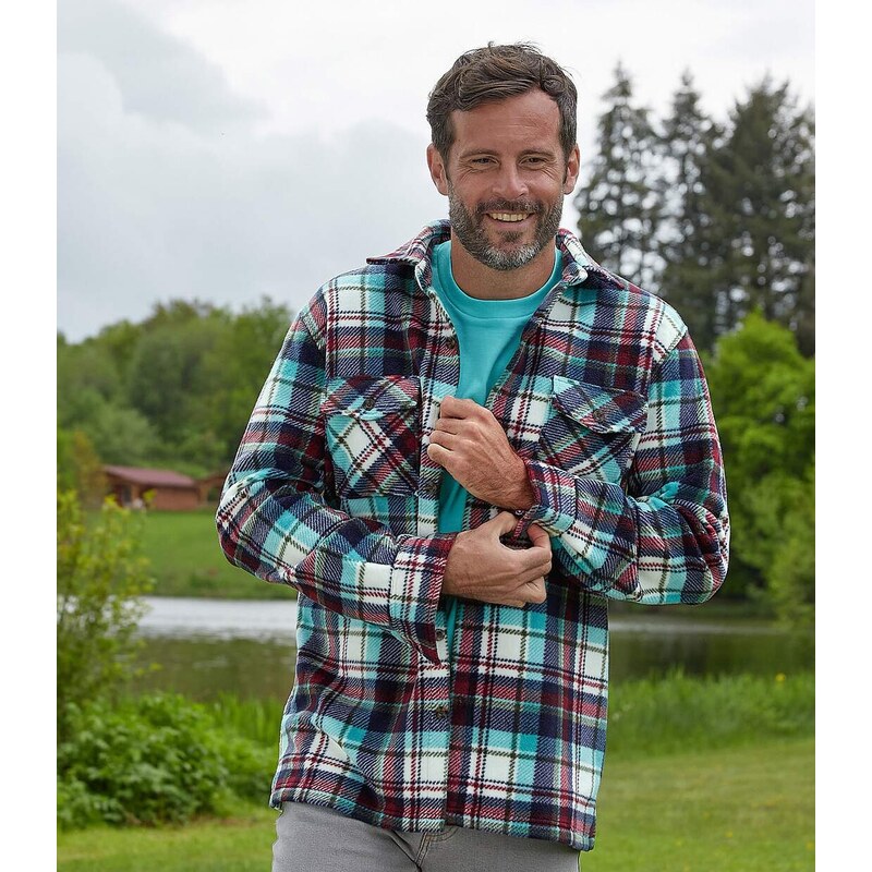 Vrchná flísová kockovaná košeľa Atlas For Men Kostkovaná 57656213